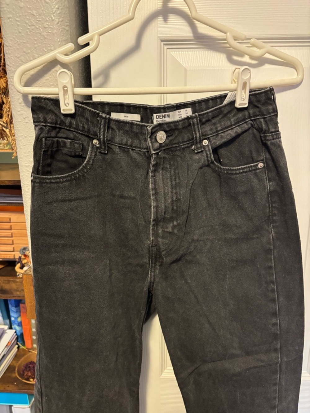 Bershka Women's Straight Black Denim Pants
